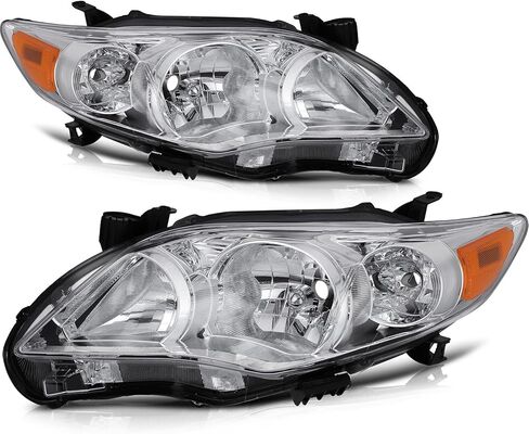تجميع مجموعة مصابيح Findauto الأمامية مع Toyota Corolla 2011-2013 برنامج تشغيل بديل+جانب الركاب على جانب العاكس العنبر العاكس Clear Clear in Saudi Arabia