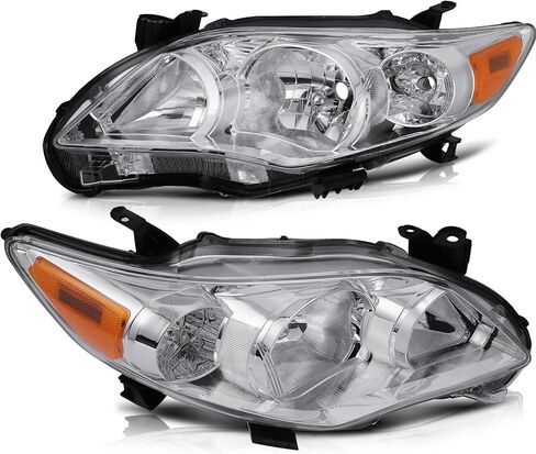 تجميع مجموعة مصابيح Findauto الأمامية مع Toyota Corolla 2011-2013 برنامج تشغيل بديل+جانب الركاب على جانب العاكس العنبر العاكس Clear Clear in Saudi Arabia