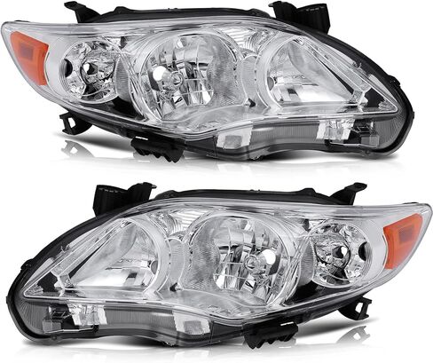تجميع مجموعة مصابيح Findauto الأمامية مع Toyota Corolla 2011-2013 برنامج تشغيل بديل+جانب الركاب على جانب العاكس العنبر العاكس Clear Clear in Saudi Arabia