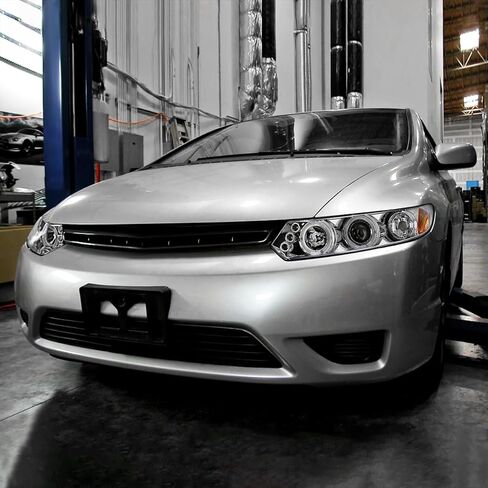 توليف المواصفات المصابيح الأمامية LED Projector Leads Grosing Black Housing Smoke Lens متوافقة مع 2006-2011 Honda Civic 2 Door Coupe ، Left + Lride Pair Assembly Assembly in Kuwait