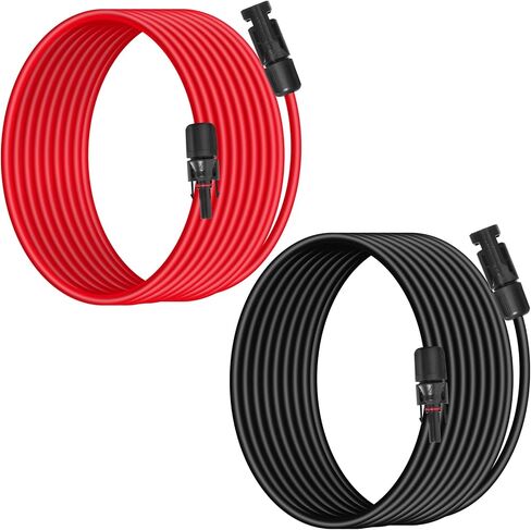 10AWG (6 مم مربع) كابل تمديد لوحة الطاقة الشمسية 4 أقدام - أسود وأحمر ، شاق ، مقاومة للطقس ، موصلات شمسية قياسية كابل الطاقة الشمسية لأنظمة الطاقة الشمسية ، RVs ، القوارب in Kuwait