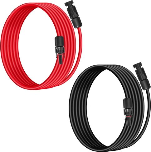 10AWG (6 مم مربع) كابل تمديد لوحة الطاقة الشمسية 4 أقدام - أسود وأحمر ، شاق ، مقاومة للطقس ، موصلات شمسية قياسية كابل الطاقة الشمسية لأنظمة الطاقة الشمسية ، RVs ، القوارب in Kuwait
