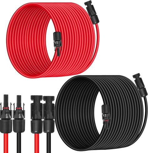 10AWG (6 مم مربع) كابل تمديد لوحة الطاقة الشمسية 4 أقدام - أسود وأحمر ، شاق ، مقاومة للطقس ، موصلات شمسية قياسية كابل الطاقة الشمسية لأنظمة الطاقة الشمسية ، RVs ، القوارب in Kuwait
