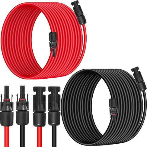 10AWG (6 مم مربع) كابل تمديد لوحة الطاقة الشمسية 4 أقدام - أسود وأحمر ، شاق ، مقاومة للطقس ، موصلات شمسية قياسية كابل الطاقة الشمسية لأنظمة الطاقة الشمسية ، RVs ، القوارب in Kuwait