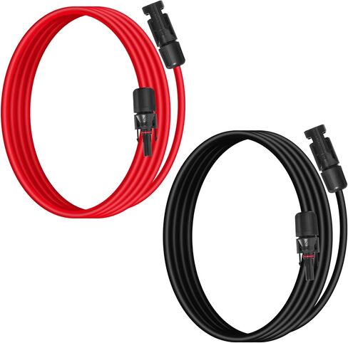 10AWG (6 مم مربع) كابل تمديد لوحة الطاقة الشمسية 4 أقدام - أسود وأحمر ، شاق ، مقاومة للطقس ، موصلات شمسية قياسية كابل الطاقة الشمسية لأنظمة الطاقة الشمسية ، RVs ، القوارب in Kuwait