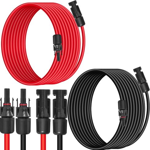 10AWG (6 مم مربع) كابل تمديد لوحة الطاقة الشمسية 4 أقدام - أسود وأحمر ، شاق ، مقاومة للطقس ، موصلات شمسية قياسية كابل الطاقة الشمسية لأنظمة الطاقة الشمسية ، RVs ، القوارب in Kuwait