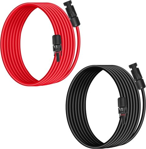 10AWG (6 مم مربع) كابل تمديد لوحة الطاقة الشمسية 4 أقدام - أسود وأحمر ، شاق ، مقاومة للطقس ، موصلات شمسية قياسية كابل الطاقة الشمسية لأنظمة الطاقة الشمسية ، RVs ، القوارب in Kuwait
