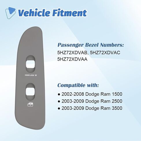 Passenger Side Window Control Switch Cover, Door Switch Panel Bezel Trim Compatible with 2002 2003 2004 2005 2006 2007 2008 2009 Dodge Ram 1500 2500 3500, Taupe (Tan) Color in Saudi Arabia