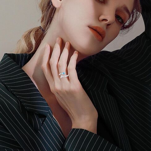 Faith Cross Ring ، الفضة الاسترليني القابلة للتعديل أذن البحر/الفيروز/أوبال الديني المسيحي حلقات الإيمان الملهمة للنساء in Kuwait