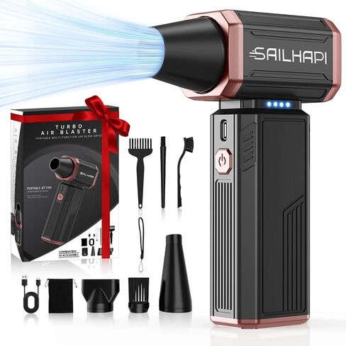 SAILHAP Compressed Air Duster 300000RPM, Cordless Electric Duster Brushless Motor Replace Canned Air, Rechargeable Mini Blower for PC, Car, Computers, Keyboard, Snow Removal & Outdoor, Great Gift in Saudi Arabia