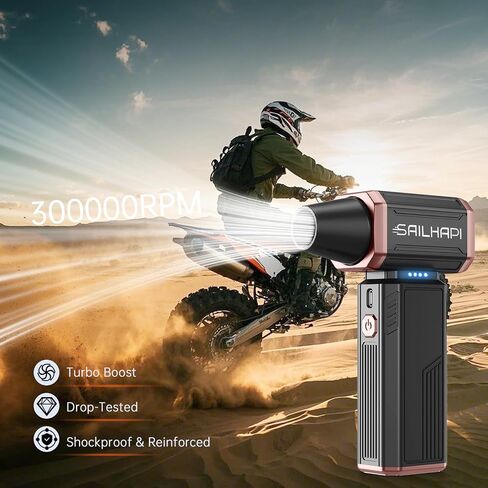 SAILHAP Compressed Air Duster 300000RPM, Cordless Electric Duster Brushless Motor Replace Canned Air, Rechargeable Mini Blower for PC, Car, Computers, Keyboard, Snow Removal & Outdoor, Great Gift in Saudi Arabia