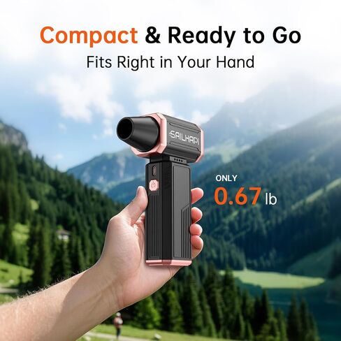 SAILHAP Compressed Air Duster 300000RPM, Cordless Electric Duster Brushless Motor Replace Canned Air, Rechargeable Mini Blower for PC, Car, Computers, Keyboard, Snow Removal & Outdoor, Great Gift in Saudi Arabia