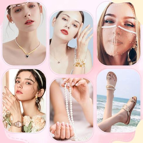 Pearl Beads for Jewelry Making, 1048 Pieces Round Pearl Beads and Gold Beads for Bracelet Making, 5 Sizes in Saudi Arabia