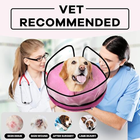 Inflatable Surgery Collar for Dogs-Enhanced Anti-Licking Protective Cone with Adjustable Strap (Grey, XL) in Kuwait
