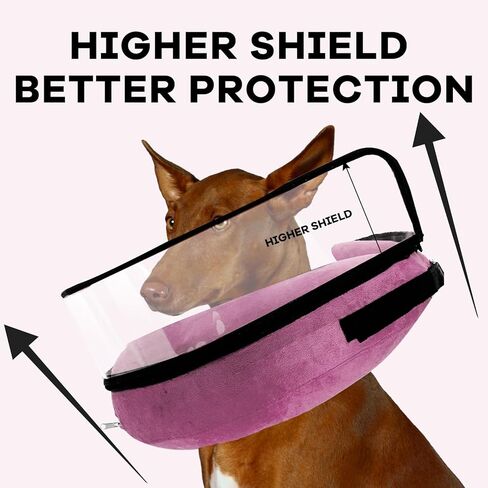 Inflatable Surgery Collar for Dogs-Enhanced Anti-Licking Protective Cone with Adjustable Strap (Grey, XL) in Kuwait