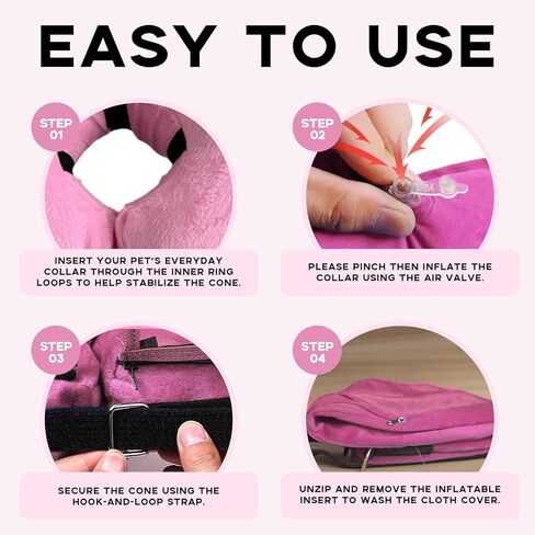 Inflatable Surgery Collar for Dogs-Enhanced Anti-Licking Protective Cone with Adjustable Strap (Grey, XL) in Kuwait