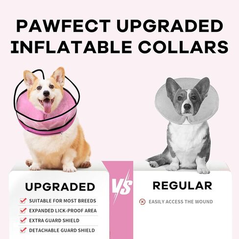 Inflatable Surgery Collar for Dogs-Enhanced Anti-Licking Protective Cone with Adjustable Strap (Grey, XL) in Kuwait