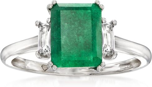 Ross-Simons 2.00 قيراط خاتم الزمرد مع .30 CT. T.W. توباز الأبيض في الفضة الاسترليني in Saudi Arabia