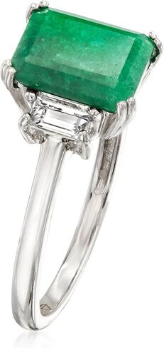 Ross-Simons 2.00 قيراط خاتم الزمرد مع .30 CT. T.W. توباز الأبيض في الفضة الاسترليني in Saudi Arabia