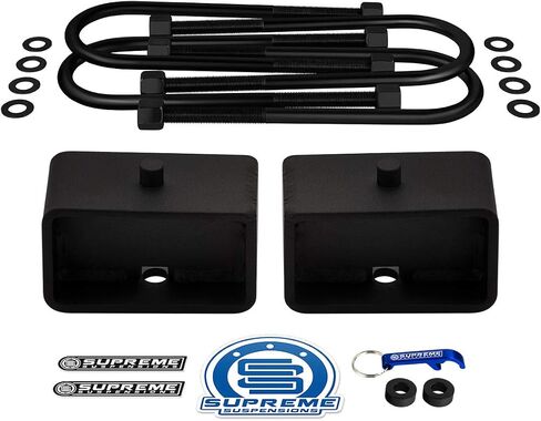 Supreme Supmentions-3 "مجموعة التسوية الخلفية لعام 1997-2003 Ford F-150 2WD-كتل الرفع المدببة ذات الصلب عالي القوة مع Round Bend U-bolts-يمكن أن تبرد مع الشراء مع الشراء in Saudi Arabia