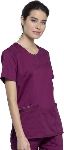 Cherokee Scrub Set for Women Zip Round Neck Scrub Top WW602 Mid Rise Tapered Leg Drawstring Scrub Pant WW105 in Saudi Arabia