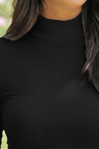 SANDERY Long Sleeve Shirts for Women Casual Mock Turtleneck Shirts Basic Ribbed Slim Fitted Cute Blouse in Saudi Arabia