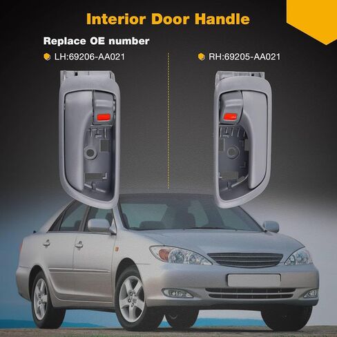 Gledewen Interior Door Handle Front Driver Passenger Side with Door Lock Button, Grey Inside Door Handle, Compatible with Toyota Camry 2002-2006, Replaces# 69206-AA021 69205-AA021 in Saudi Arabia