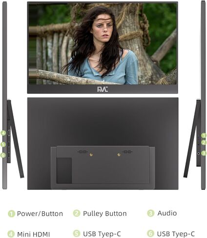 FMC 16 Inch Portable Gaming Monitor, 1600P 60Hz QHD Monitor with HDR, USB-C, HDMI, Compatible with Windows, MacBook, Phone, Switch, Xbox, PS4/5 in Kuwait