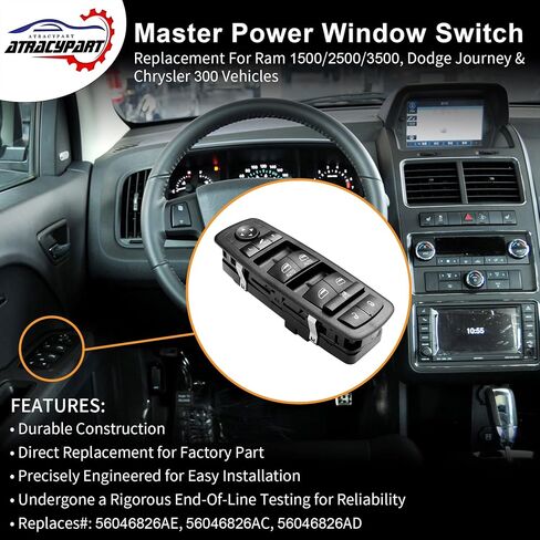Master Power Window Switch | 8 PINS + 3 PINS Check Required | Replacement for 2012 Chrysler 300, 2016-2021Ram 1500/2500/3500, 2011-2012 Dodge Journey | Replaces# 56046826AE, 56046826AC in Saudi Arabia