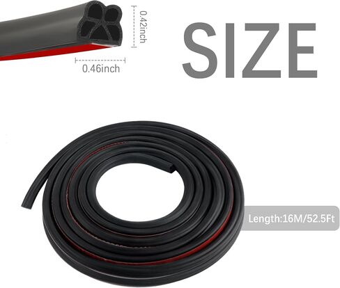 52.49Ft Car Door Weather Stripping Door Seal Strip,B-Shape Double Layer Rubber Seal Strip,Soundproof&Self Adhesive Automotive Weather Stripping Car Accessories for Car Door,Hood,Trunk (52.49Ft) in Saudi Arabia