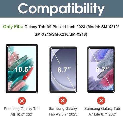 Procase Smart Case for Galaxy Tab A9 Plus/A9+ 5G 11 Inch 2023 SM-X210 SM-X215 SM-X216 SM-X218 ، Slim Stand Hard Shell Cover Cover Folio folio folio tab galaxy a9 plus 2023 -darkblue in Kuwait