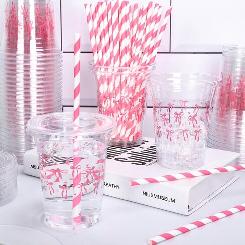 50Pcs 12Oz Wildflower Disposable Plastic Cups with Lids and Straws Spring Summer Vintage Floral Cold Beverage Drinking Cups for Home Kitchen Party Supplies in Kuwait