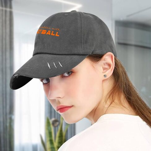 Life is Better with Football American Football Game Hats for Men Washed Distressed Baseball Caps Aesthetic Washed Ball Caps Cotton Dark Grey in Saudi Arabia