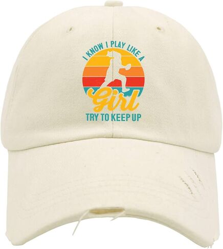 I Knows I Play Like A Girls Try to Keep Ups American Football Game Hats for Men Washed Distressed Baseball Caps Aesthetic Washed Hiking Hat Quick Dry in Saudi Arabia