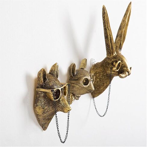 KENANLAN Animal Heads Wall Decor, Faux Deer Resin Animal Sculptures Art Decor, Bronzed Resin Animal Hanging Sculpture for Living Room Bedroom Kitchen Gift in Saudi Arabia
