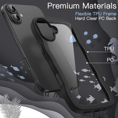 Jetech Case Wavy Case لـ iPhone 16 6.1 بوصة ، وغطاء مطعم على شكل إطار مجعد ، وهو غلاف هاتف مقاوم للصدمات للنساء والفتيات ، واضحة للكمبيوتر الشخصي (Ultramarine) in Kuwait