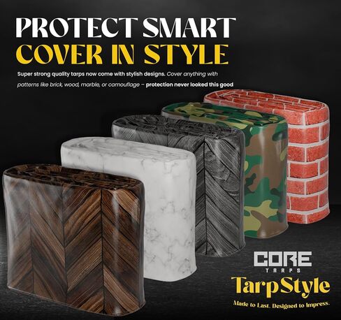 Core Tarps Extreme Heavy Duty 20 Mil Tarp Cover, Waterproof, UV Resistant, Rip and Tear Proof, Poly Tarpaulin with Reinforced Edges for Roof, Camping, Patio, Pool, Boat (Brown Wood/Black 12′ X 16′) in Saudi Arabia