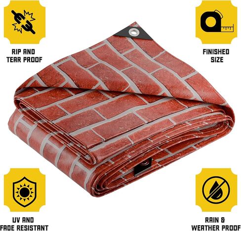 Core Tarps Extreme Heavy Duty 20 Mil Tarp Cover, Waterproof, UV Resistant, Rip and Tear Proof, Poly Tarpaulin with Reinforced Edges for Roof, Camping, Patio, Pool, Boat (Brown Wood/Black 12′ X 16′) in Saudi Arabia