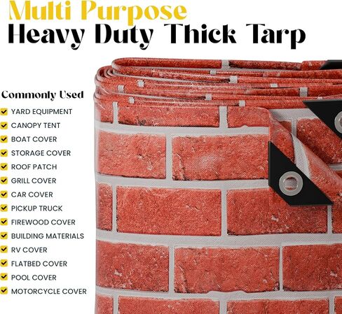 Core Tarps Extreme Heavy Duty 20 Mil Tarp Cover, Waterproof, UV Resistant, Rip and Tear Proof, Poly Tarpaulin with Reinforced Edges for Roof, Camping, Patio, Pool, Boat (Brown Wood/Black 12′ X 16′) in Saudi Arabia