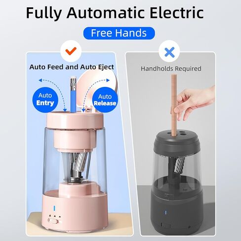 Zmol Electric Pencil Sharpener, Pink Bunny Pencil Sharpener for Colored Pencils, Auto in & Out，Fully Automatic Rechargeable Pencil Sharpener for No.2/Colored Pencils(6-8mm), Classroom/Office/Home in Kuwait