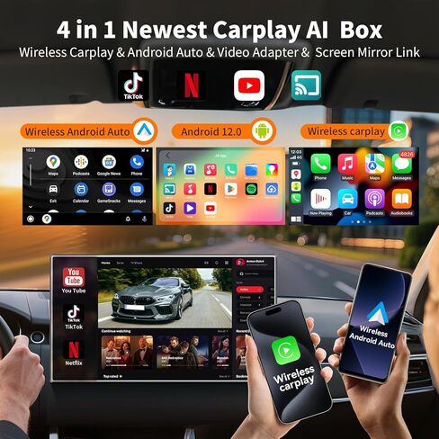 Leadtree 2 in 1 carplay Dongle ، قم بتحويل سلكية إلى محول CarPlay اللاسلكي اللاسلكي ومحول Adoroid Auto اللاسلكي ، وتوصيل التوصيل والتشغيل Easy Setup Update ، للسيارات السلكية المصنع بعد عام 2016 in Kuwait