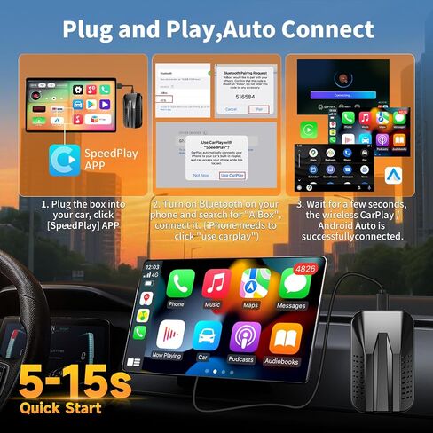 Leadtree 2 in 1 carplay Dongle ، قم بتحويل سلكية إلى محول CarPlay اللاسلكي اللاسلكي ومحول Adoroid Auto اللاسلكي ، وتوصيل التوصيل والتشغيل Easy Setup Update ، للسيارات السلكية المصنع بعد عام 2016 in Kuwait