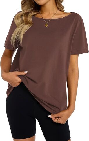 القطن النسائي كبير الحجم tshirts قارب عنق قبالة الكتف الأكمام قصيرة الأكمام in Saudi Arabia
