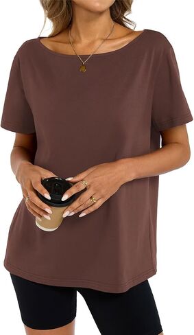 القطن النسائي كبير الحجم tshirts قارب عنق قبالة الكتف الأكمام قصيرة الأكمام in Saudi Arabia