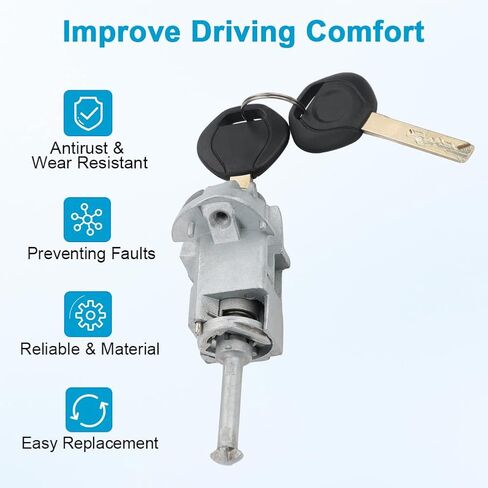 أسطوانة قفل الباب مع 2 مفاتيح استبدال لـ 51217019975 51218244049 متوافقة مع BMW 325CI 325I 325XI 330CI 330I 330XI M3 2001-2006 مفتاح السائق الأيسر الأمامي اليسرى in Saudi Arabia