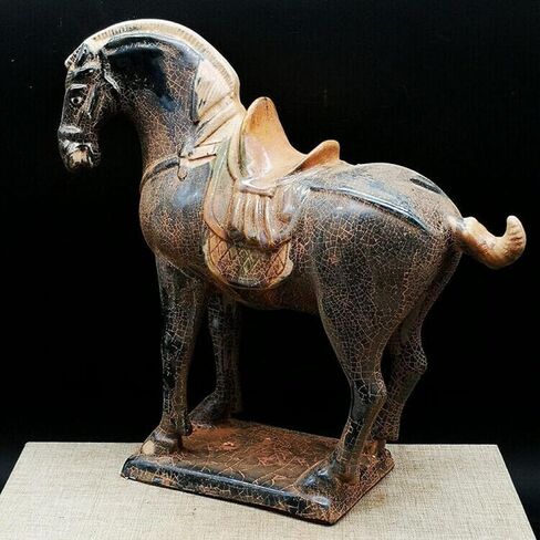 Horse Sculptures Home Decor,Home Decor Chinese Tang Dynasty Zodiac Fortune Statue War Horse Pottery Collection Statue Ornaments Sculptures for Office Desktop Decoration in Saudi Arabia