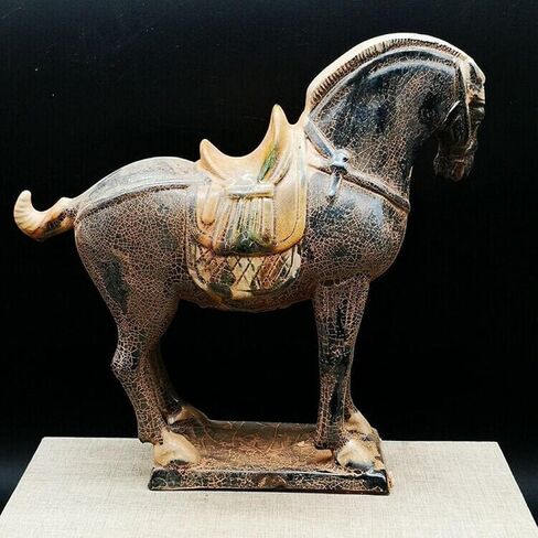 Horse Sculptures Home Decor,Home Decor Chinese Tang Dynasty Zodiac Fortune Statue War Horse Pottery Collection Statue Ornaments Sculptures for Office Desktop Decoration in Saudi Arabia