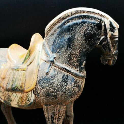 Horse Sculptures Home Decor,Home Decor Chinese Tang Dynasty Zodiac Fortune Statue War Horse Pottery Collection Statue Ornaments Sculptures for Office Desktop Decoration in Saudi Arabia