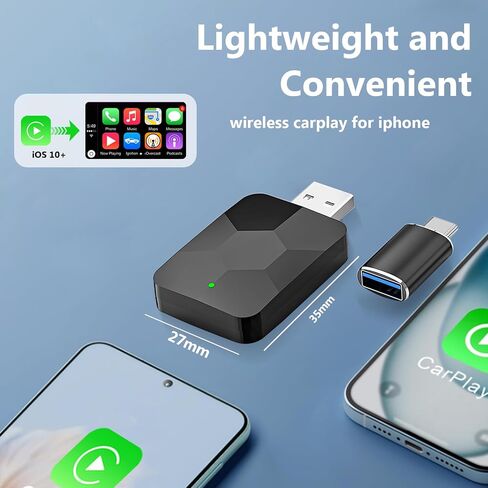 Wireless CarPlay Adapter,2 in 1 Mini Size Wireless CarPlay & Android Auto Adapter,Plug & Play Wireless CarPlay Dongle - No Cables Needed for Cars 2016+ in Saudi Arabia