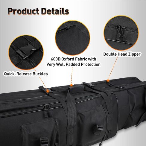 Heavy-Duty Fishing Rod Bag 600D Waterproof Oxford Fabric, Large Capacity with 2 Main Compartments + Multi-Pockets, Scratch-Proof Protection Fishing Pole Reel Case, Nice Fishing Gift for Men in Saudi Arabia